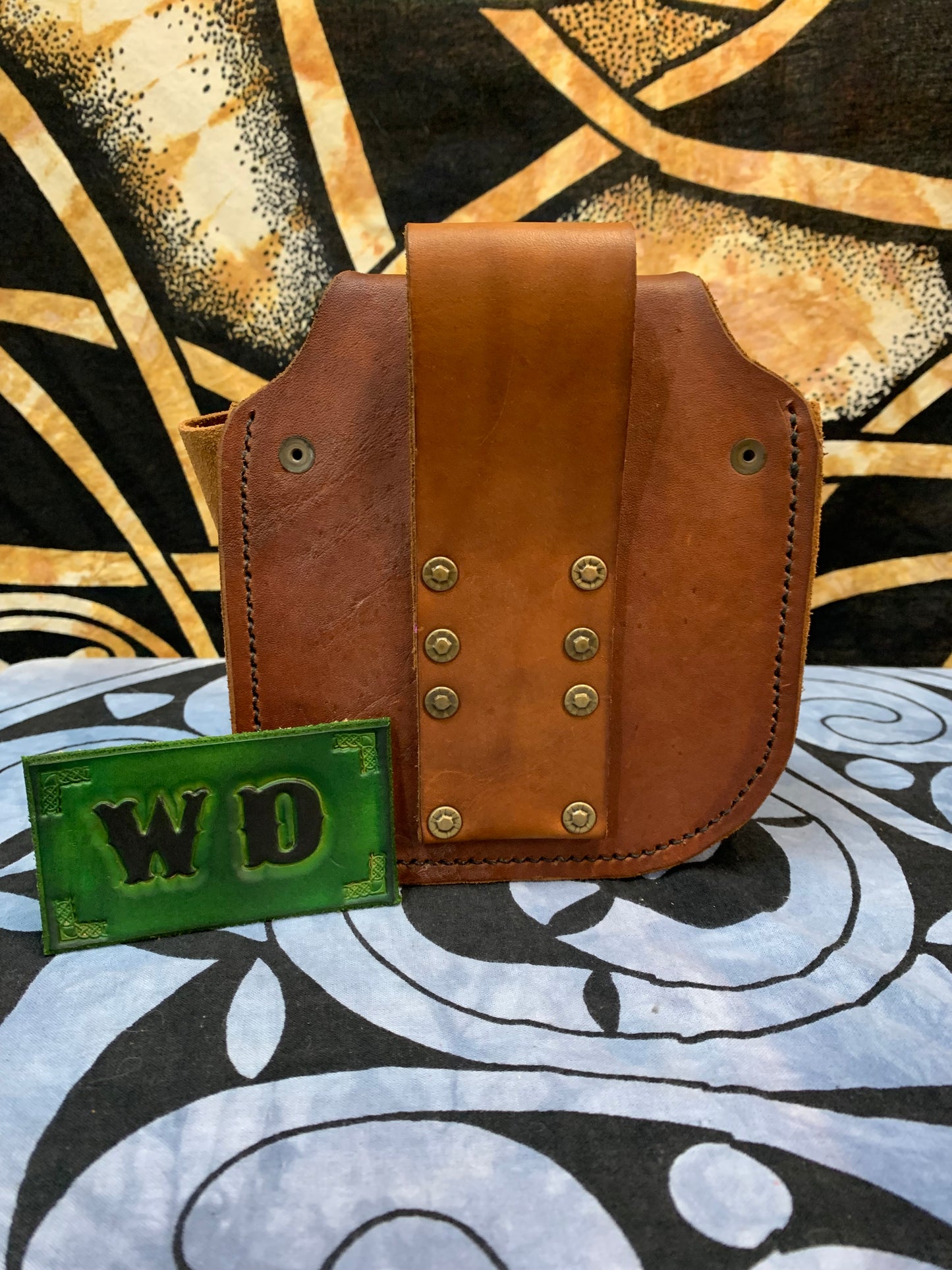 SUEDE & LEATHER BELT POUCH - MEDIUM BROWN & TOAST SUEDE